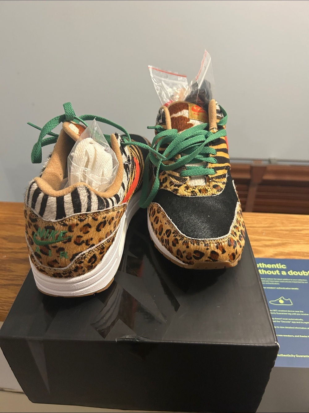 Nike Men's Mixed Animal Print Sneakers in Black, Green, Tan, Orange